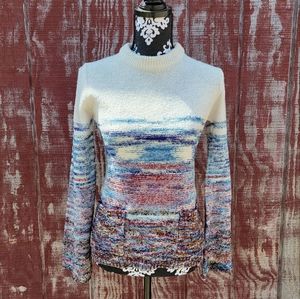 Vintage MaggieLee Sweater Pockets Wide Sleeves Cozy Ombre Pattern Colored